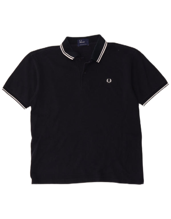 Camisa polo masculina Fred Perry grande algodão azul marinho