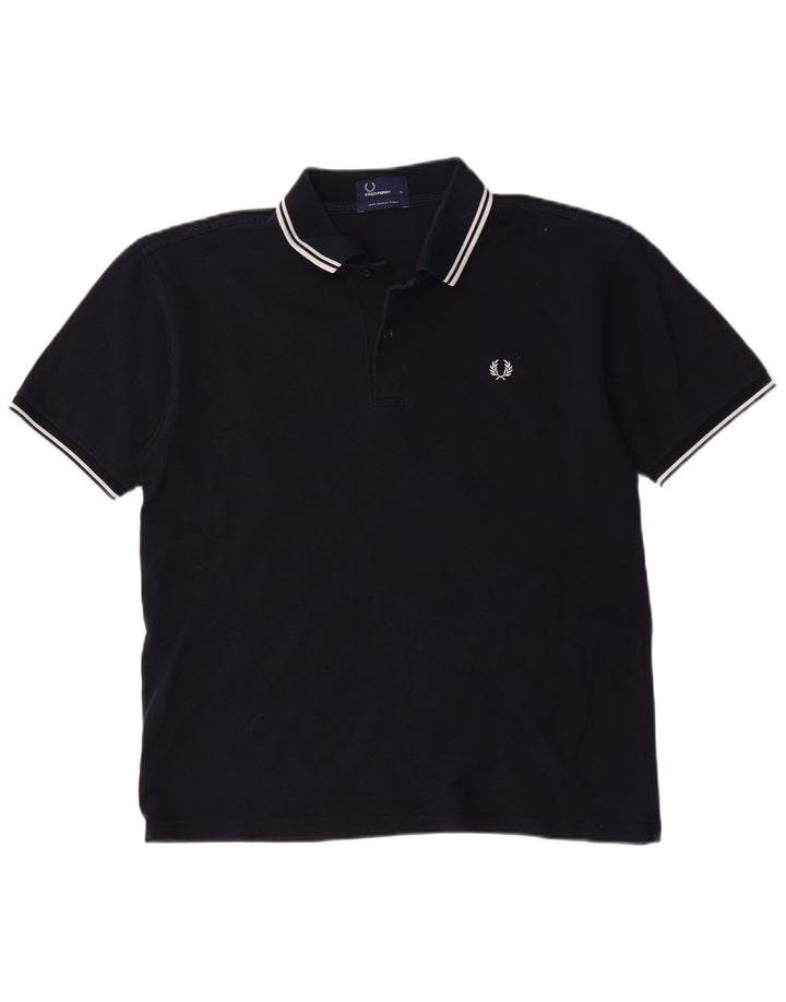 Camisa polo masculina Fred Perry grande algodão azul marinho