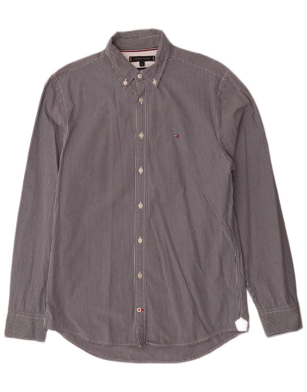 Camisa masculina Tommy Hilfiger Regular Fit média preta guingão