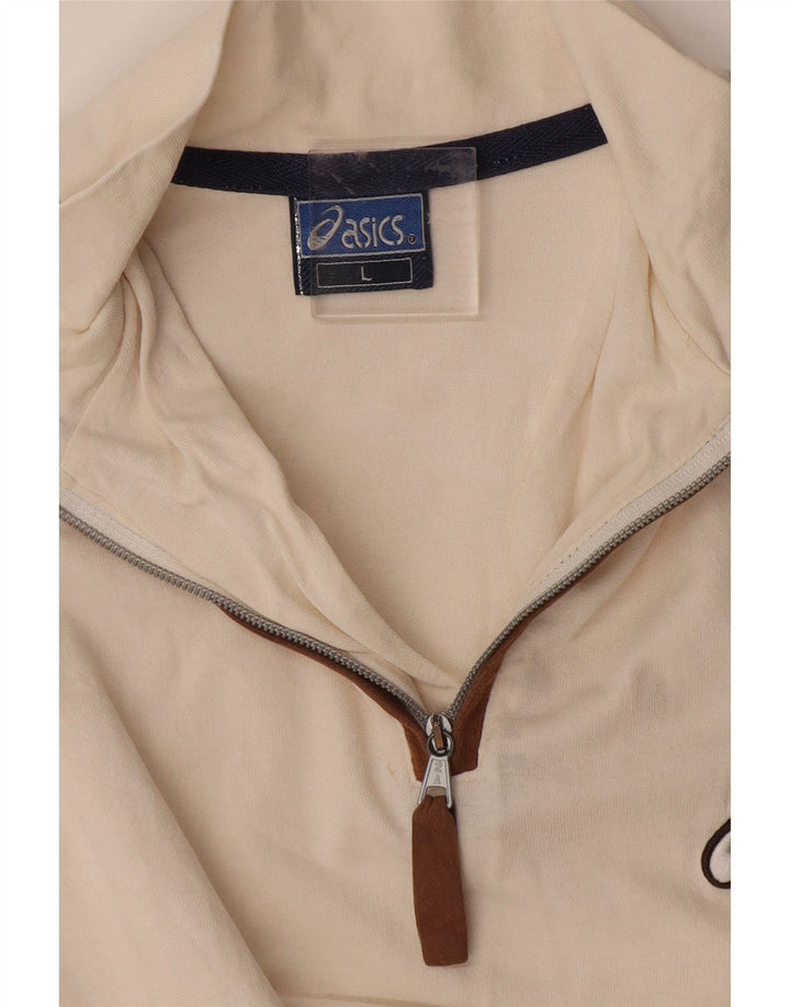 Camiseta masculina ASICS com decote em zíper grande branco