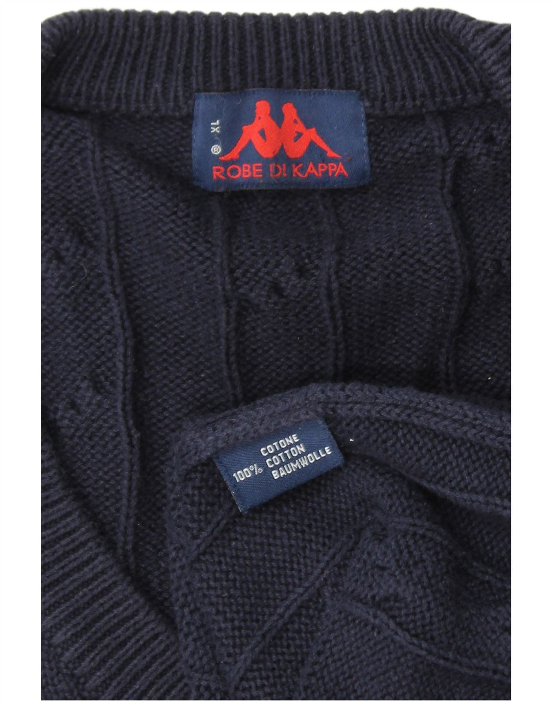 Suéter masculino KAPPA com decote em V XL azul marinho algodão