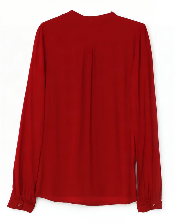 Blusa camisa militar feminina Zara UK 10 pequena Borgonha