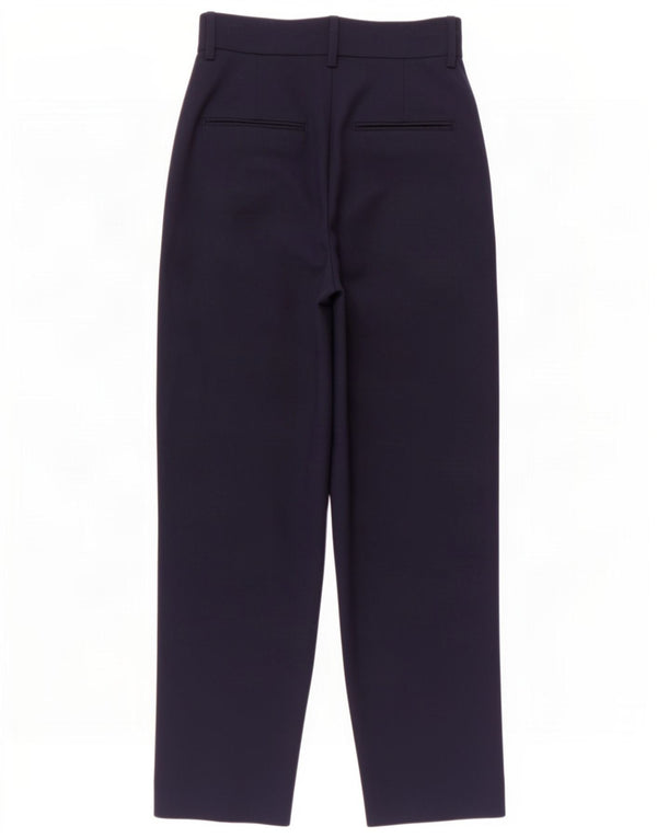 Zara Calça feminina cintura alta com pregas EU 34 2XS W24 L27 Azul marinho