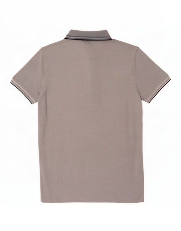 Camisa polo masculina Hugo Boss Regular Fit XL algodão listrado cinza