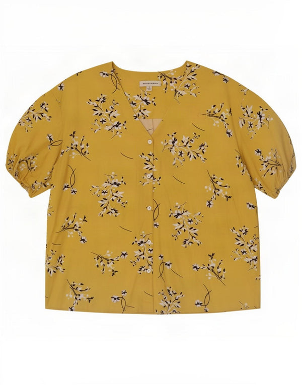 Blusa feminina de manga curta Marks & Spencer UK 14 grande amarela