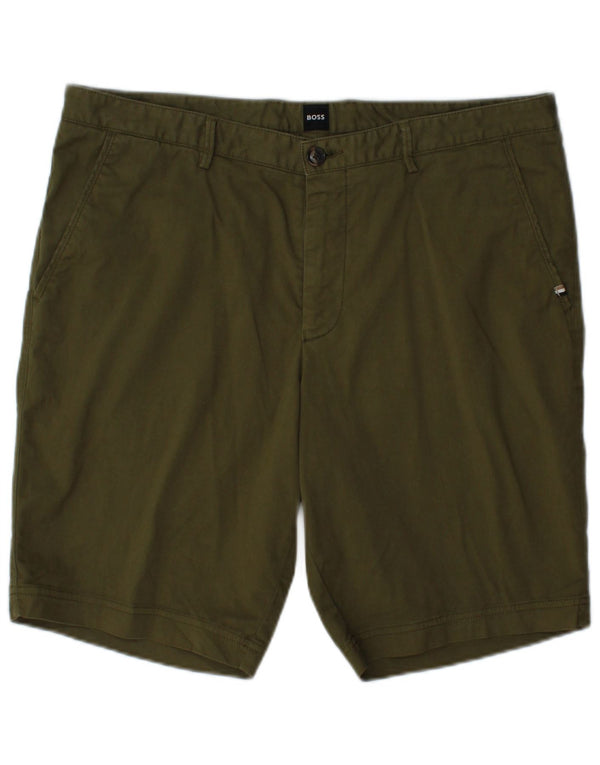 HUGO BOSS Mens Chino Shorts IT 52 XL W36 Algodão Cáqui