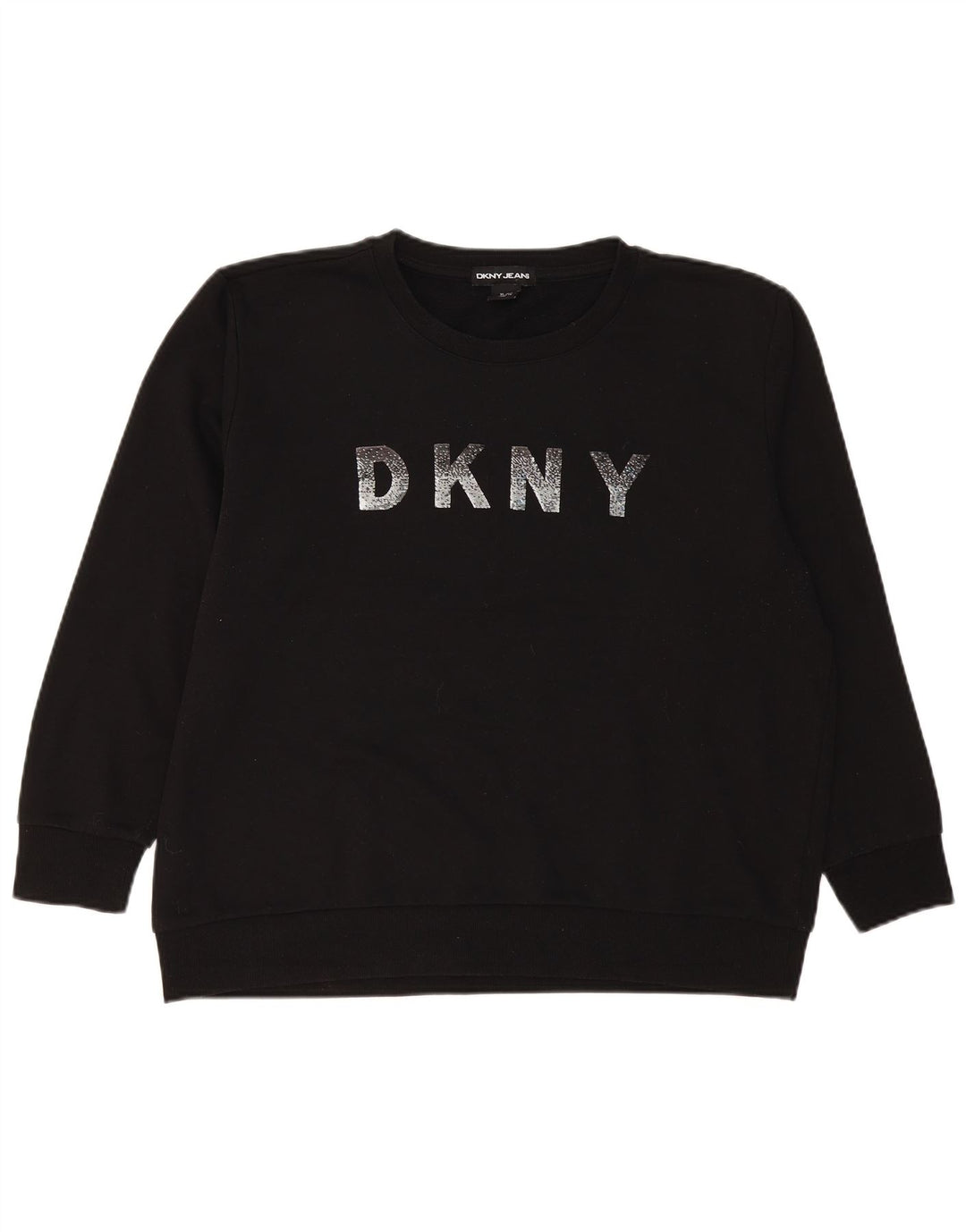 Suéter gráfico feminino DKNY UK 18 XL algodão preto