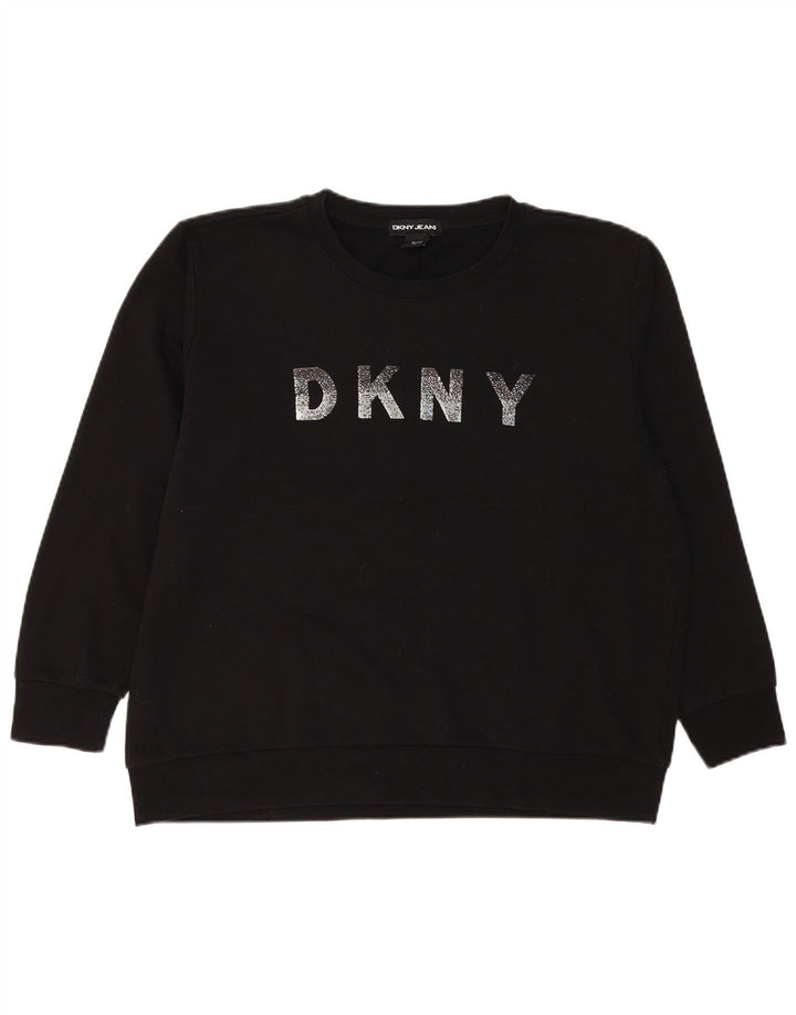 Suéter gráfico feminino DKNY UK 18 XL algodão preto