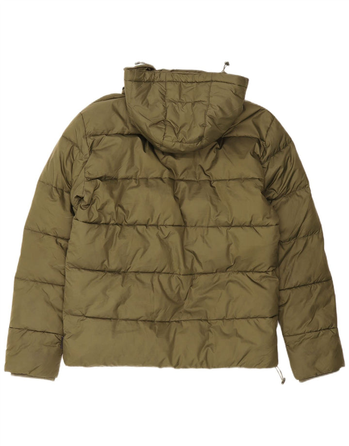 Ellesse Jaqueta masculina acolchoada com capuz UK 38 Poliéster verde médio