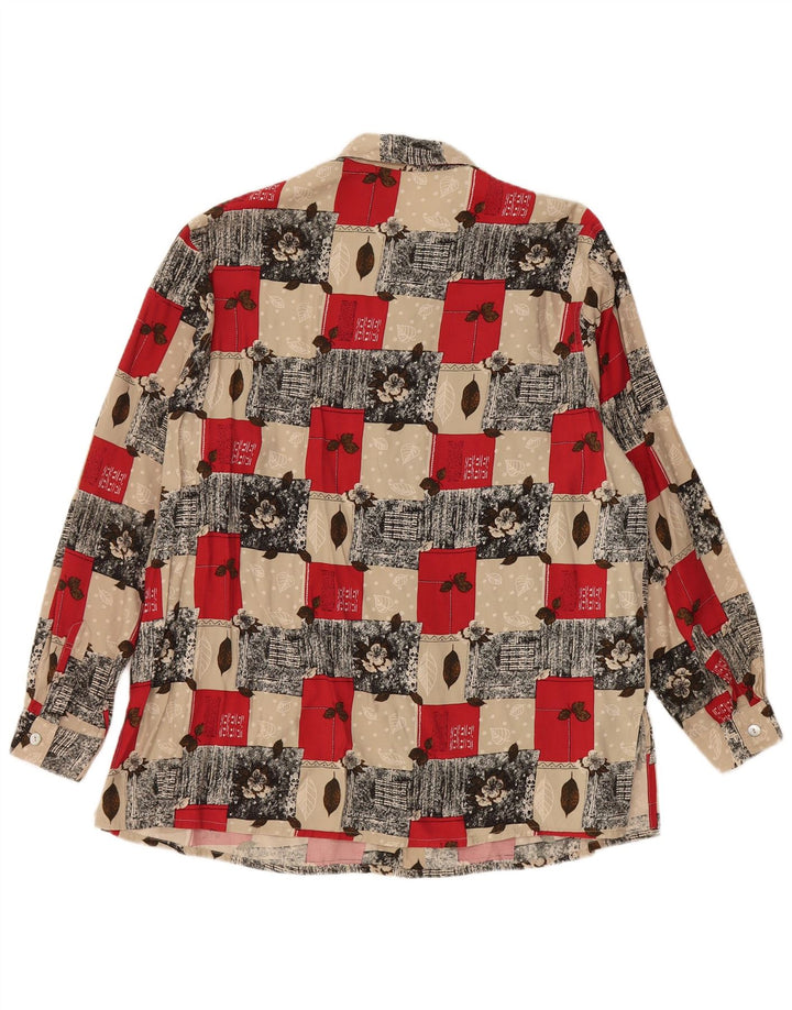 Blusa feminina VINTAGE UK 20 2XL viscose floral multicolorida