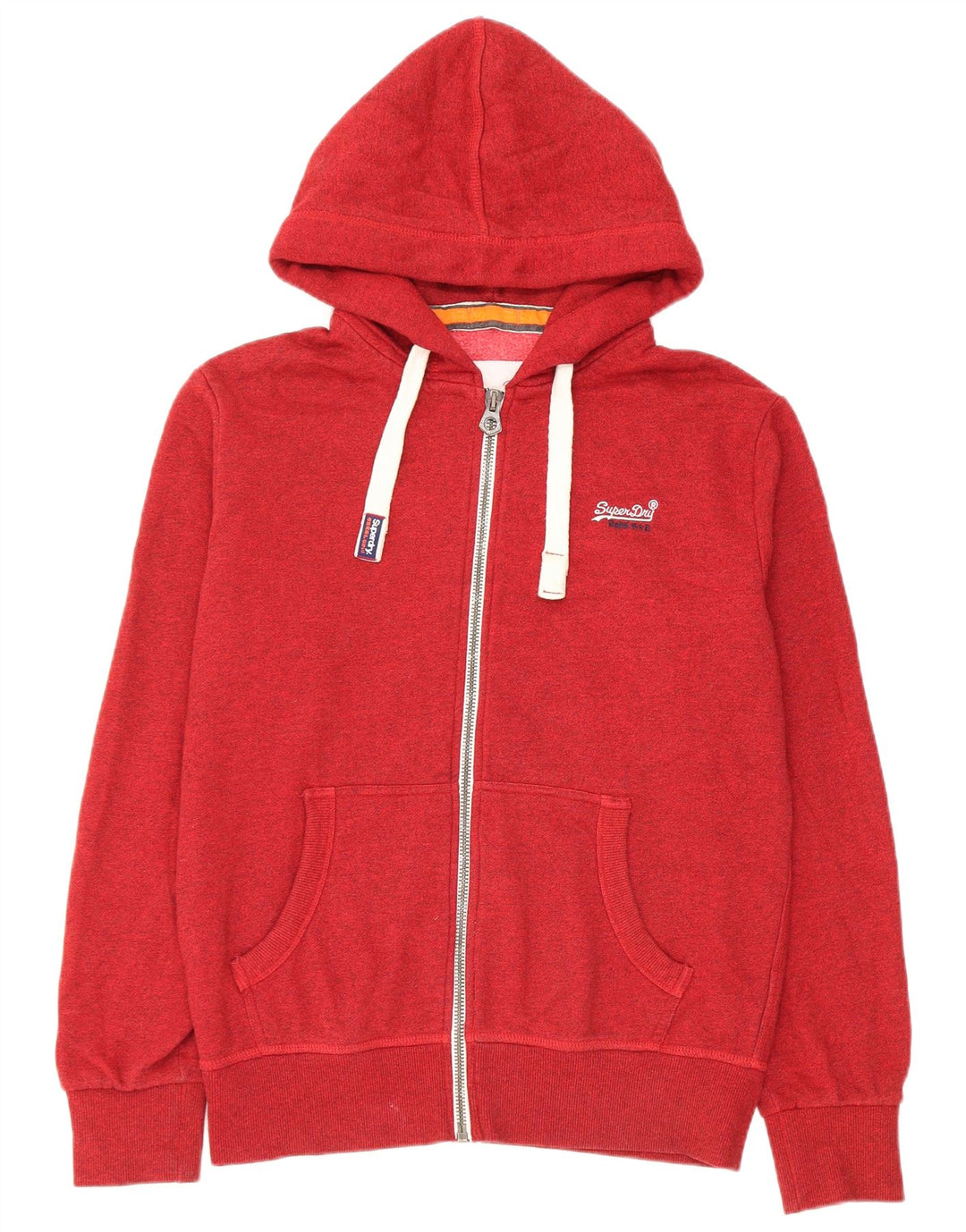 Suéter masculino Superdry com capuz e zíper grande algodão vermelho