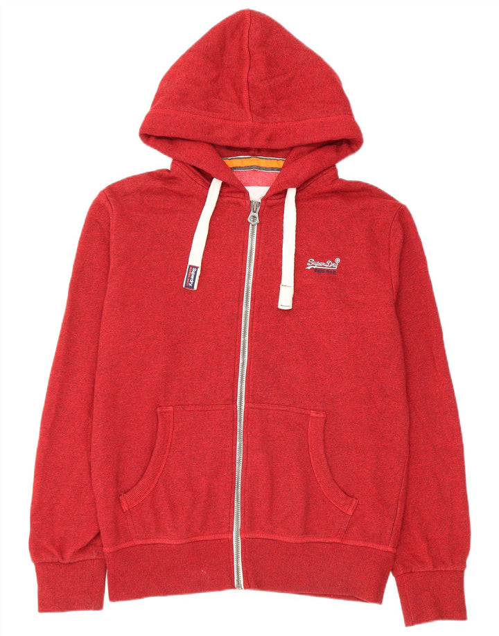 Suéter masculino Superdry com capuz e zíper grande algodão vermelho