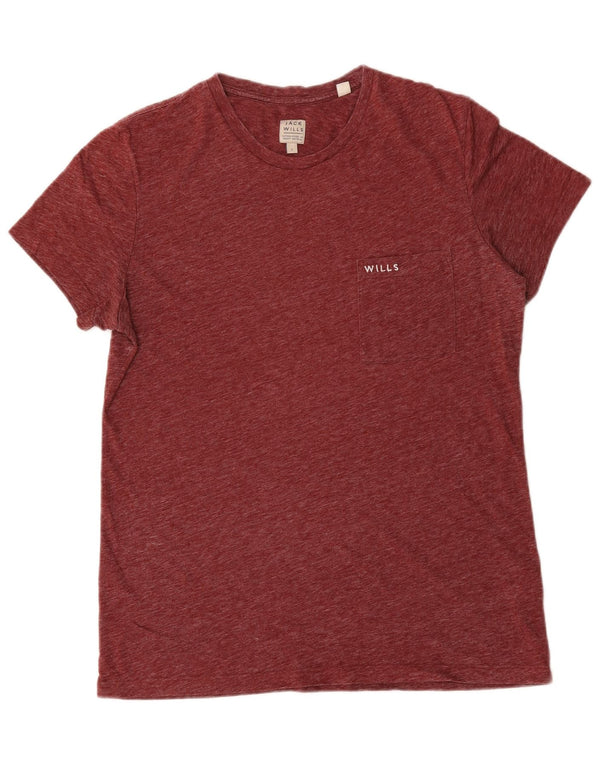 Camiseta masculina Jack Wills grande poliéster manchado cor de vinho