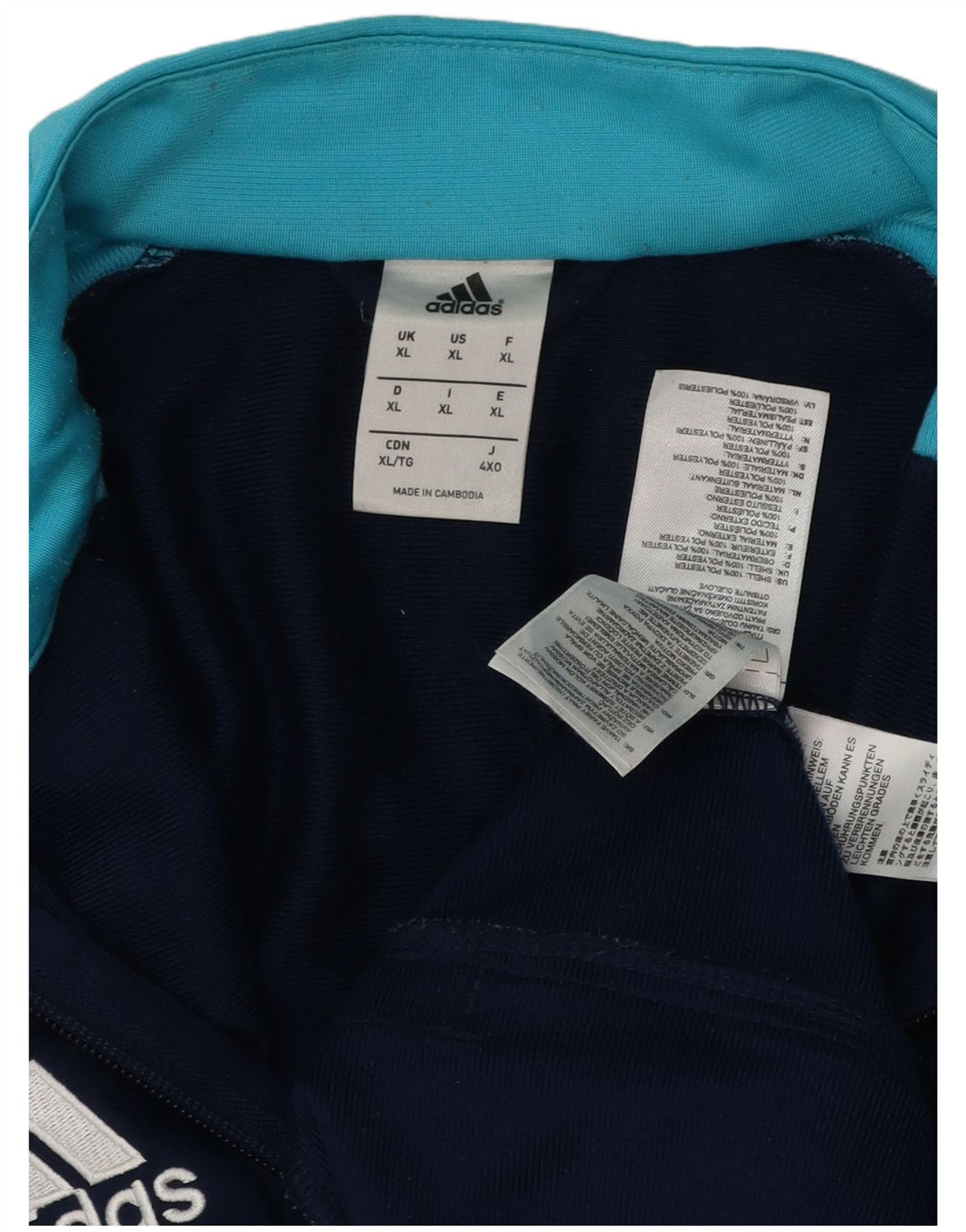 ADIDAS Mens Tracksuit Top Jacket XL Azul Marinho Colourblock Poliéster