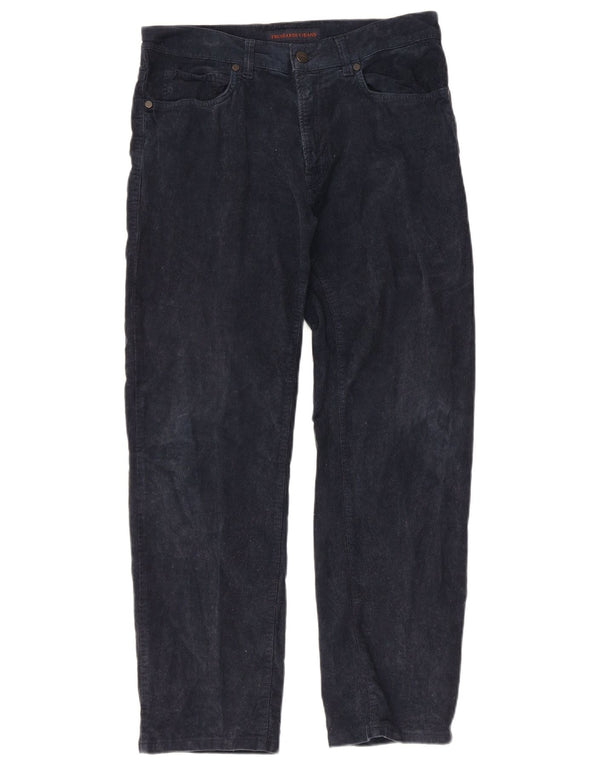 Calça masculina reta de veludo Trussardi W34 L28 algodão azul marinho