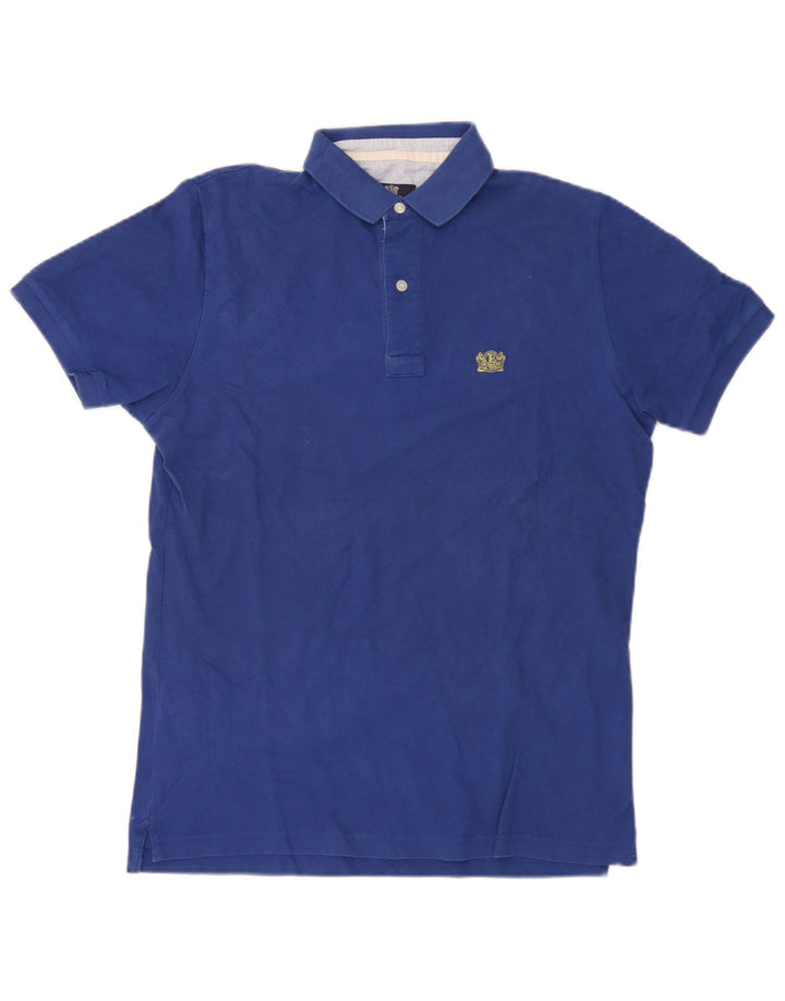 Camisa polo masculina Boggi de algodão azul médio