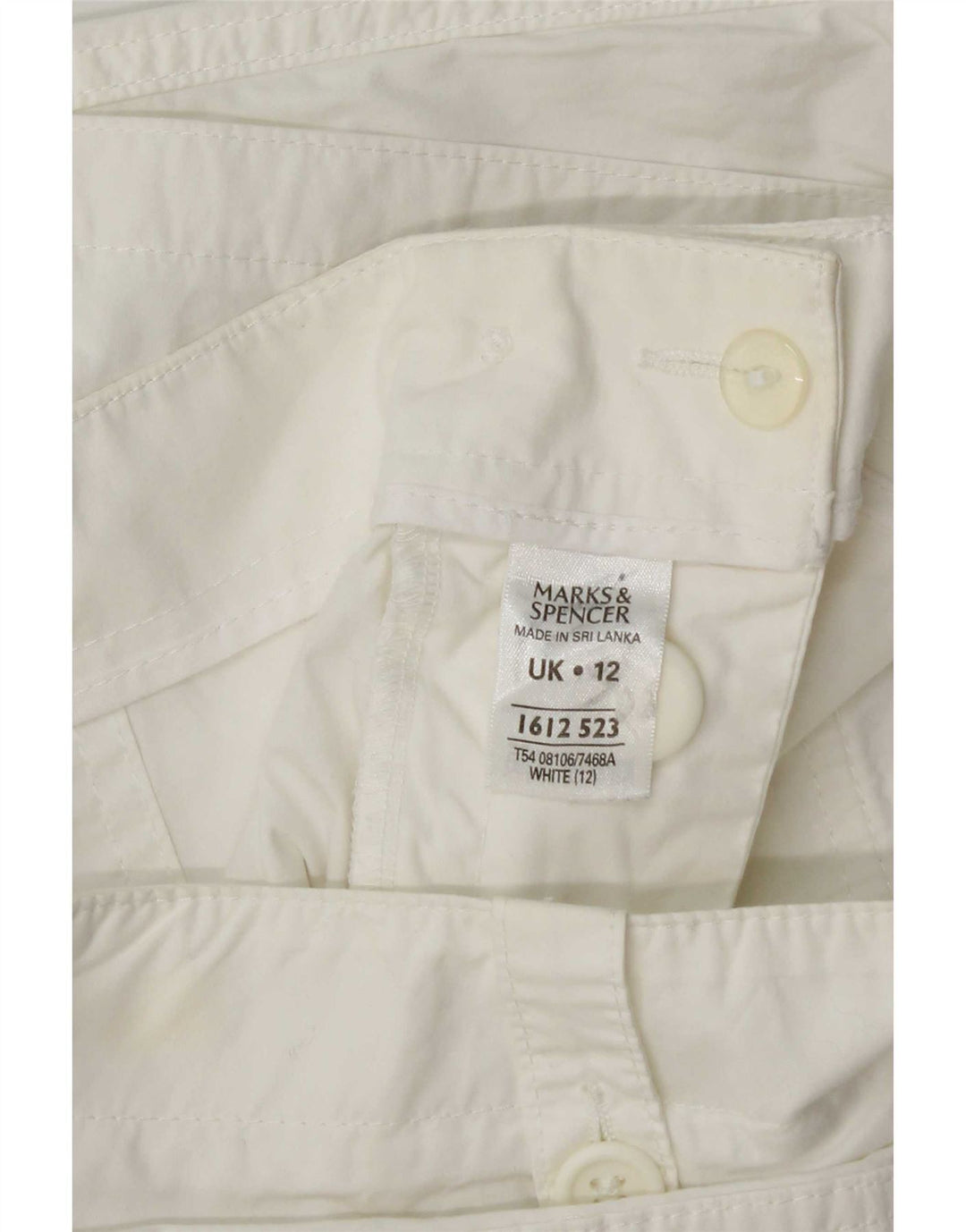 Shorts cargo feminino Marks & Spencer UK 12 médio W32 algodão branco