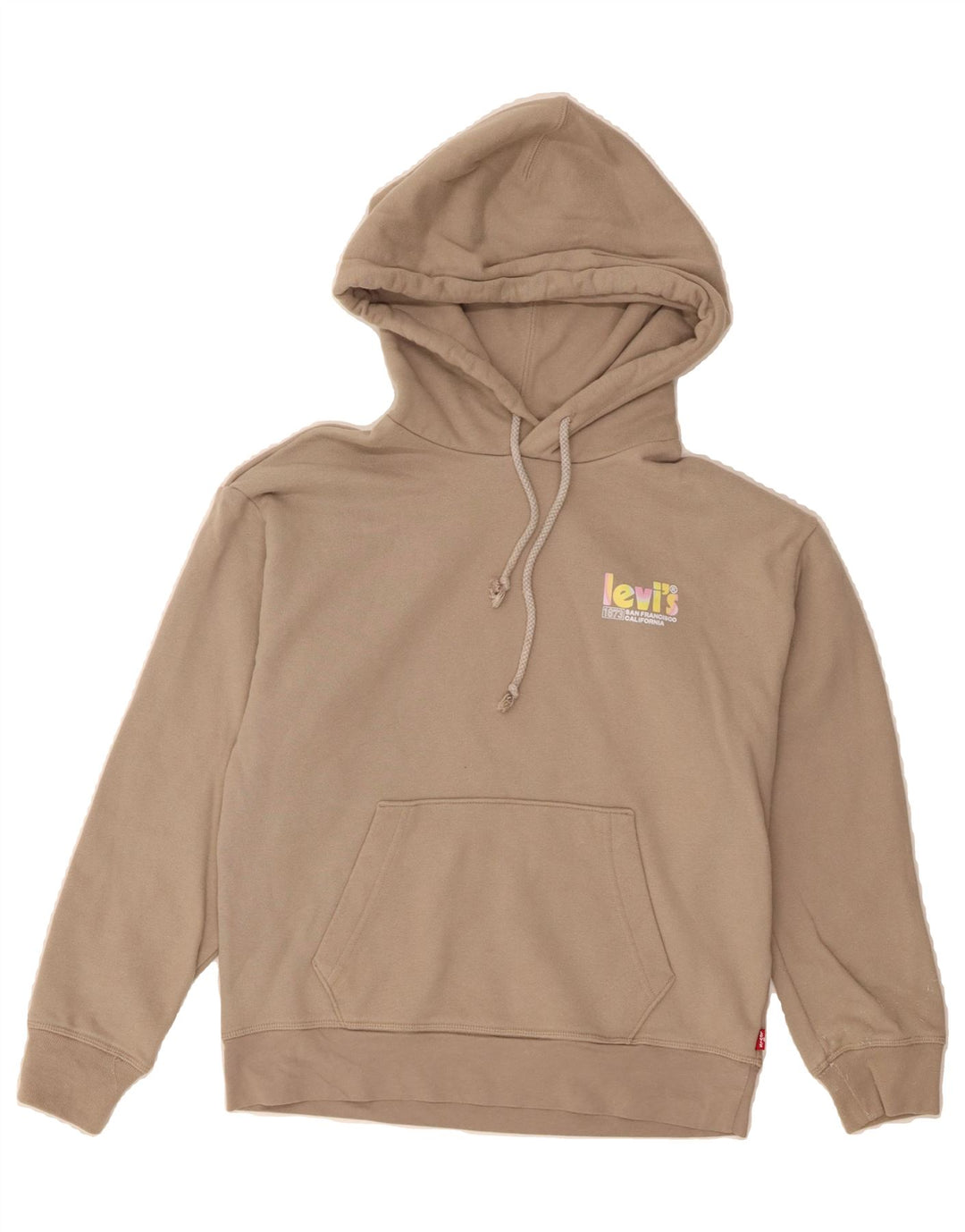 LEVI'S Womens Graphic Hoodie Jumper UK 6 XS Grey Cotton Vintage Levi's and Second-Hand Levi's from Messina Hembry 