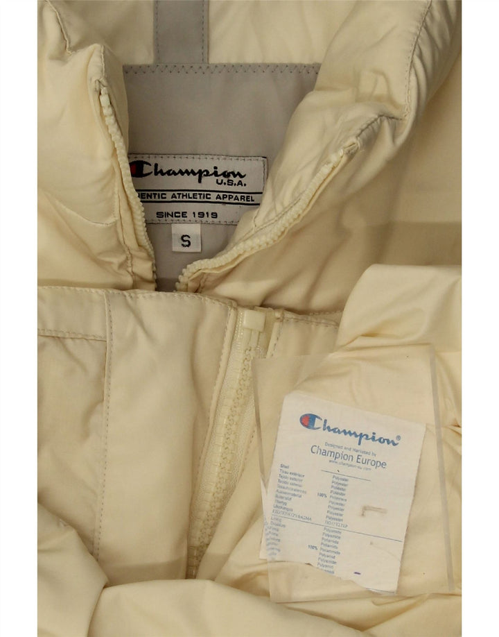 CHAMPION Womens Padded Gilet UK 10 Small Off White Polyester Vintage Champion and Second-Hand Champion from Messina Hembry 