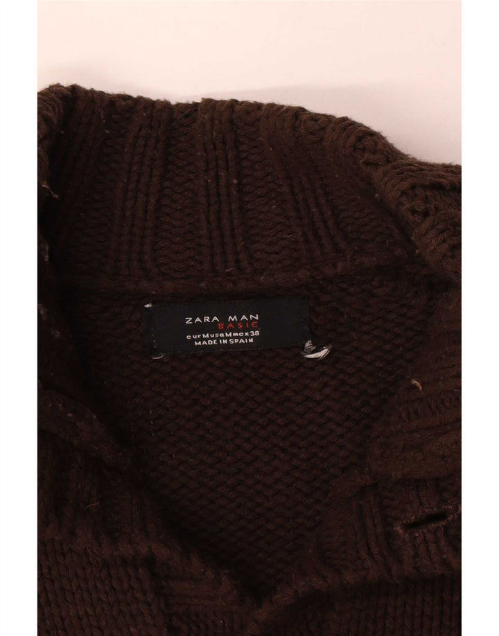 Suéter cardigã masculino Zara marrom médio