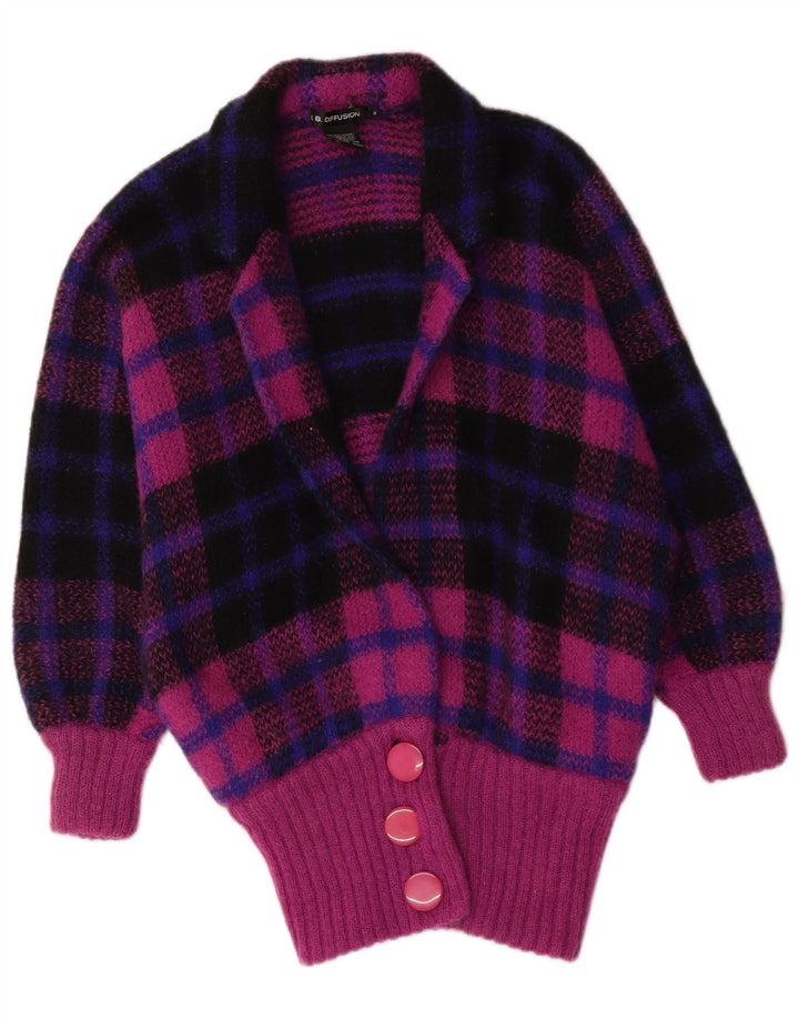 I.B Diffusion Womens Longline Cardigan Sweater UK 10 Small Purple Check