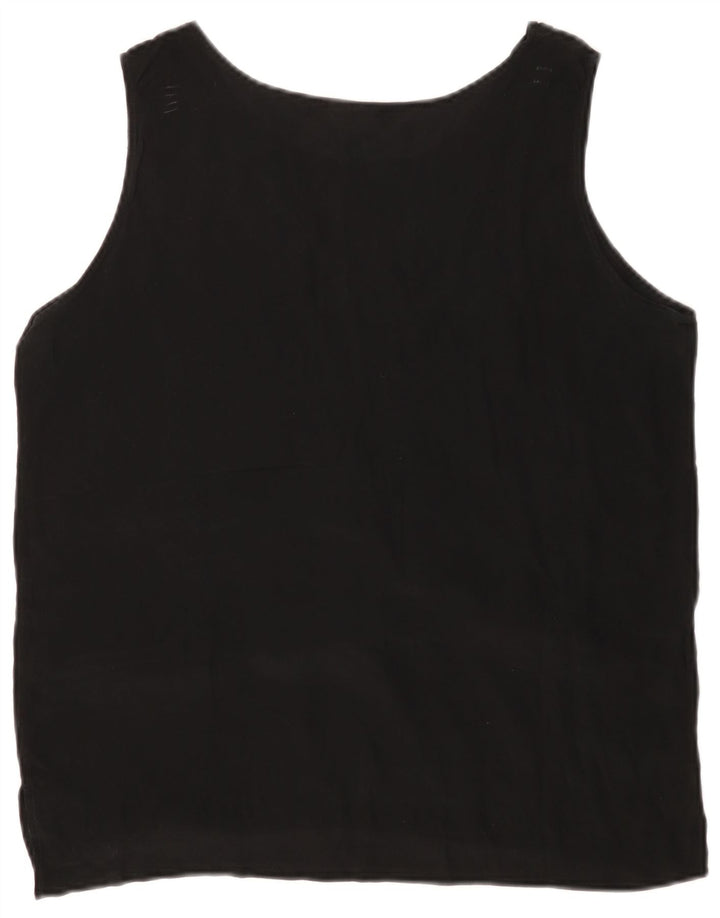 Blusa feminina sem mangas VINTAGE UK 14 seda preta média
