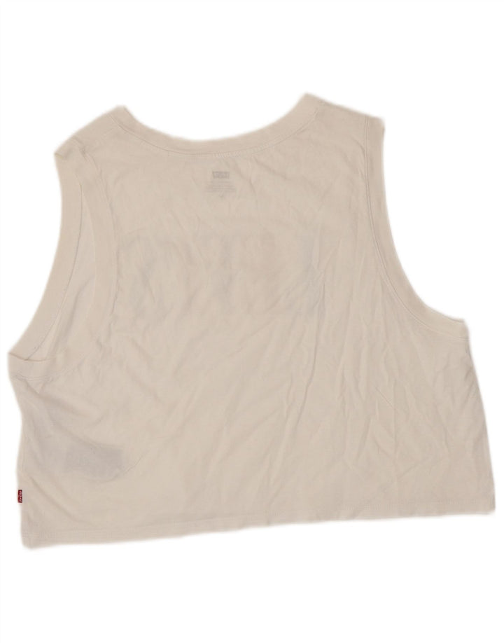 Colete feminino LEVI'S Crop Graphic Vest UK 16 grande algodão branco