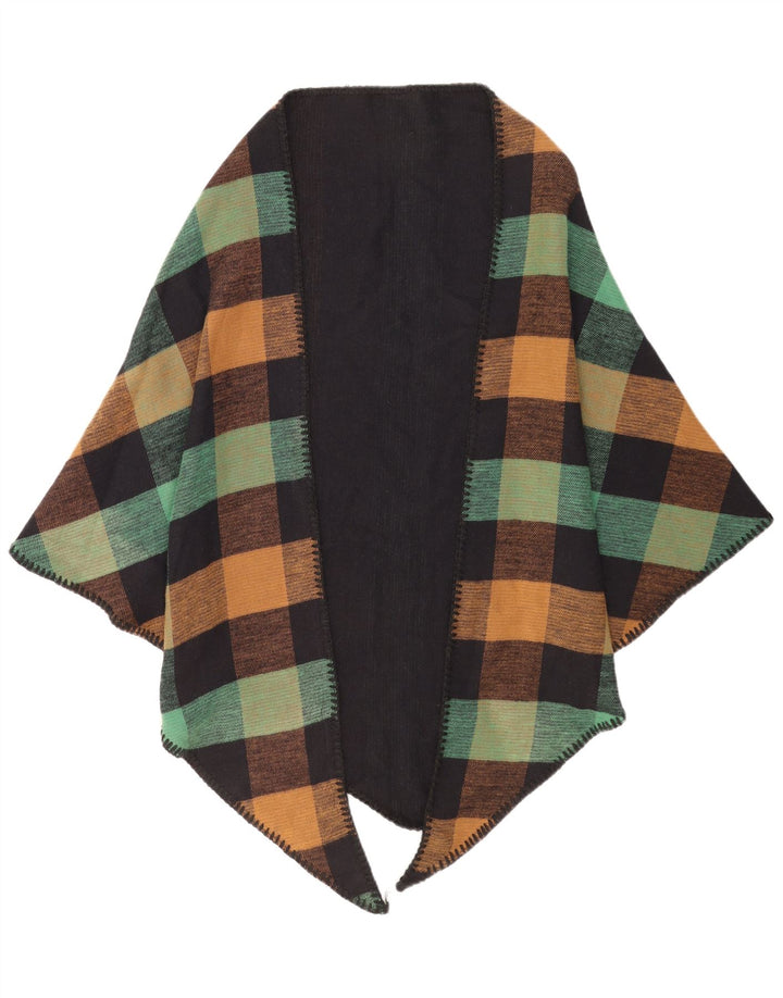 S.OLIVER Womens Asymetric Open Poncho Coat One Size Multicoloured Gingham