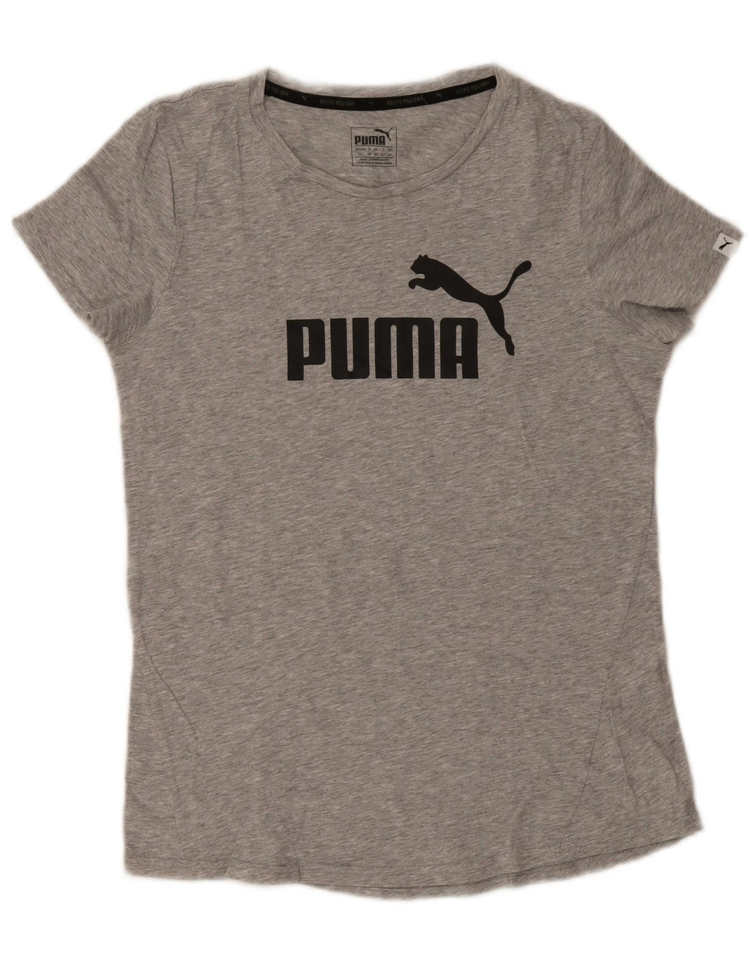 Camiseta feminina Puma Graphic UK 14 algodão cinza médio