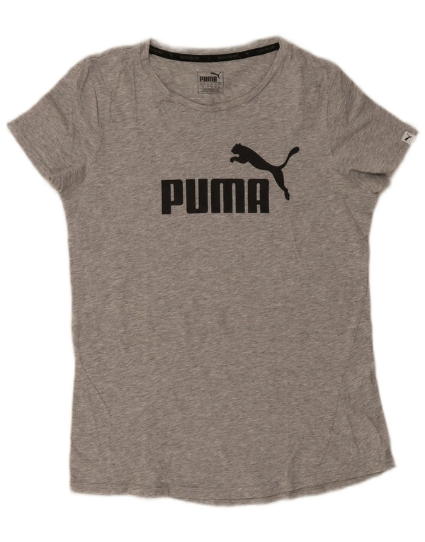 Camiseta feminina Puma Graphic UK 14 algodão cinza médio