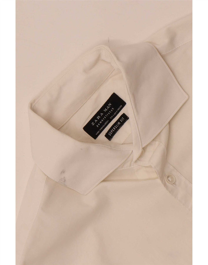 Camisa masculina Zara Super Slim Fit pequena branca