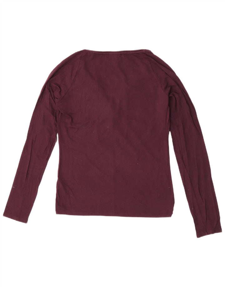 Trussardi Top feminino manga comprida UK 12 viscose roxo médio