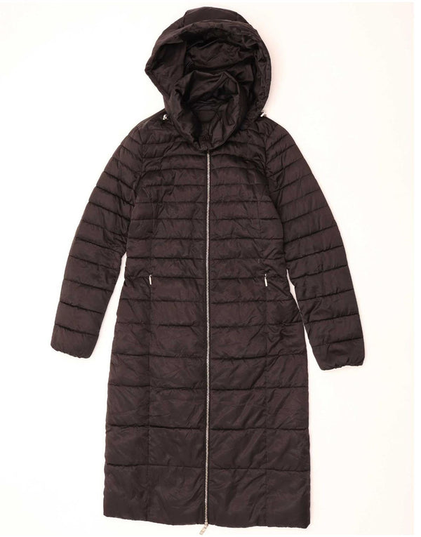 Casaco acolchoado com capuz feminino Massimo Dutti UK 10 poliéster azul pequeno