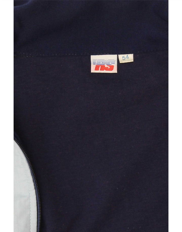 Jaqueta superior de agasalho masculino vintage IT 54 XL azul marinho Colourblock