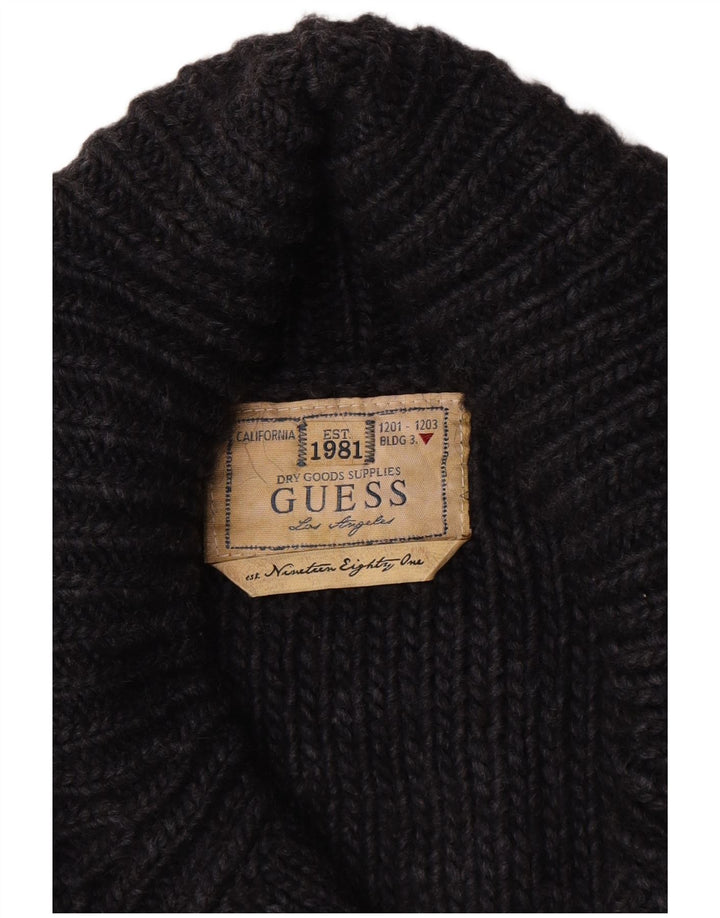 Suéter masculino Guess Duffle Buttons Cardigan grande acrílico preto