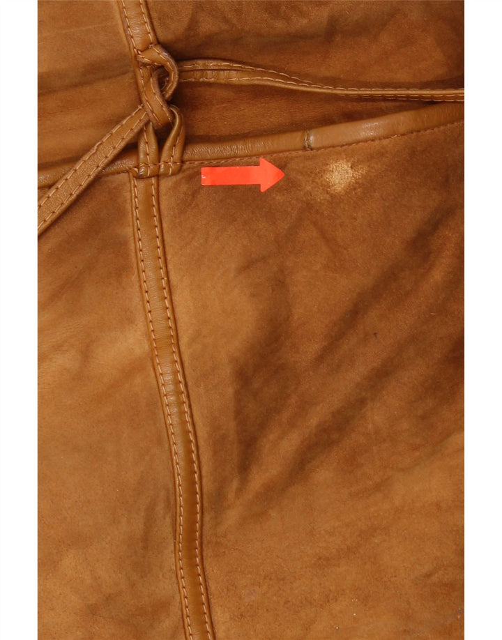 Jaqueta feminina vintage de shearling de grandes dimensões IT 46 couro marrom grande