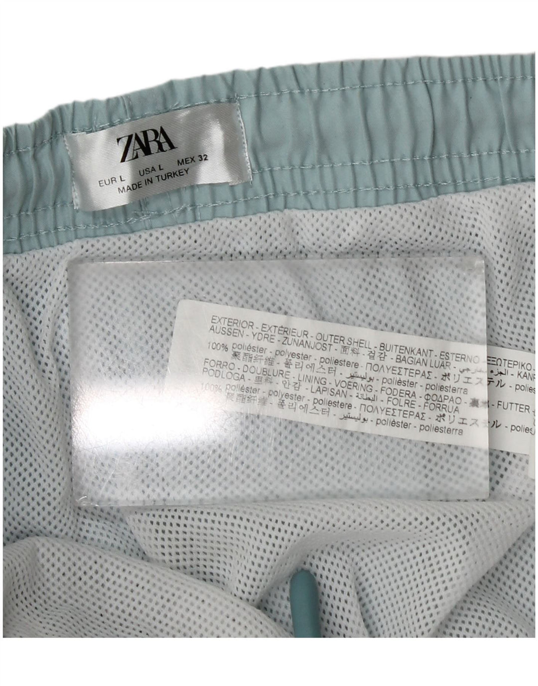 Zara Shorts de banho masculino grande azul poliéster