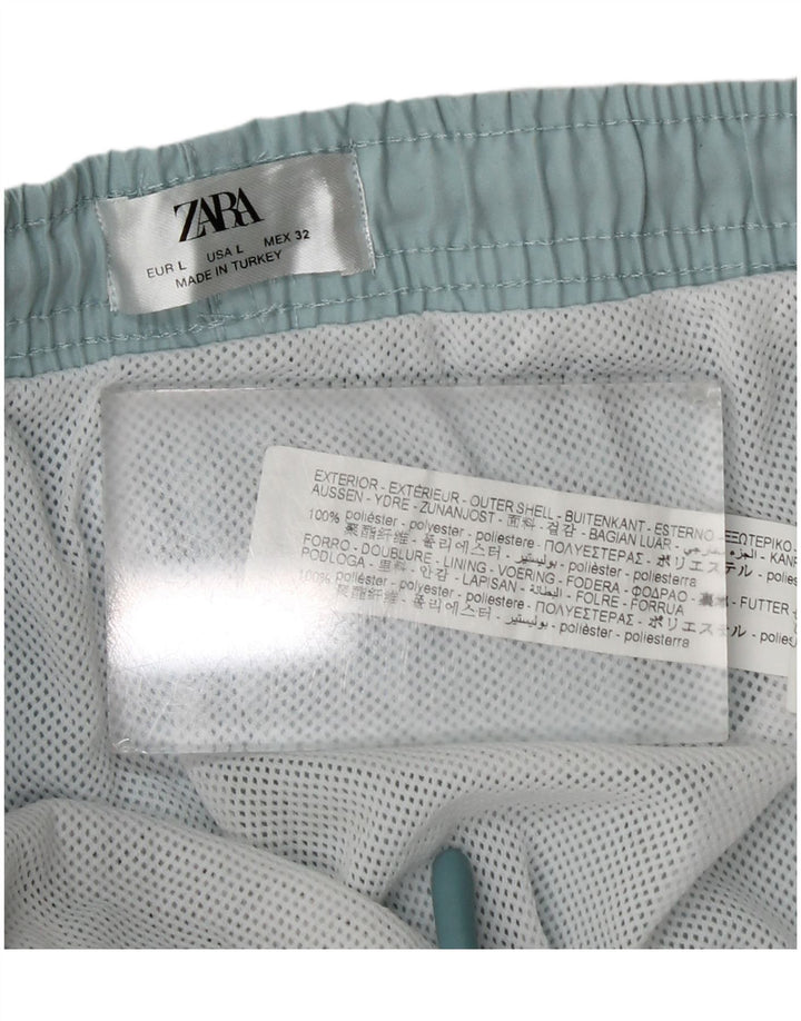 Zara Shorts de banho masculino grande azul poliéster