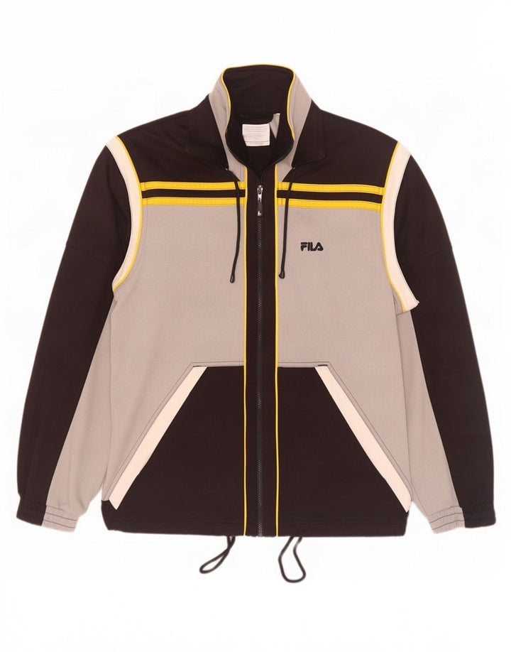 Fila Mens Tracksuit Top Jacket IT 50 Poliéster Colourblock Cinza Médio