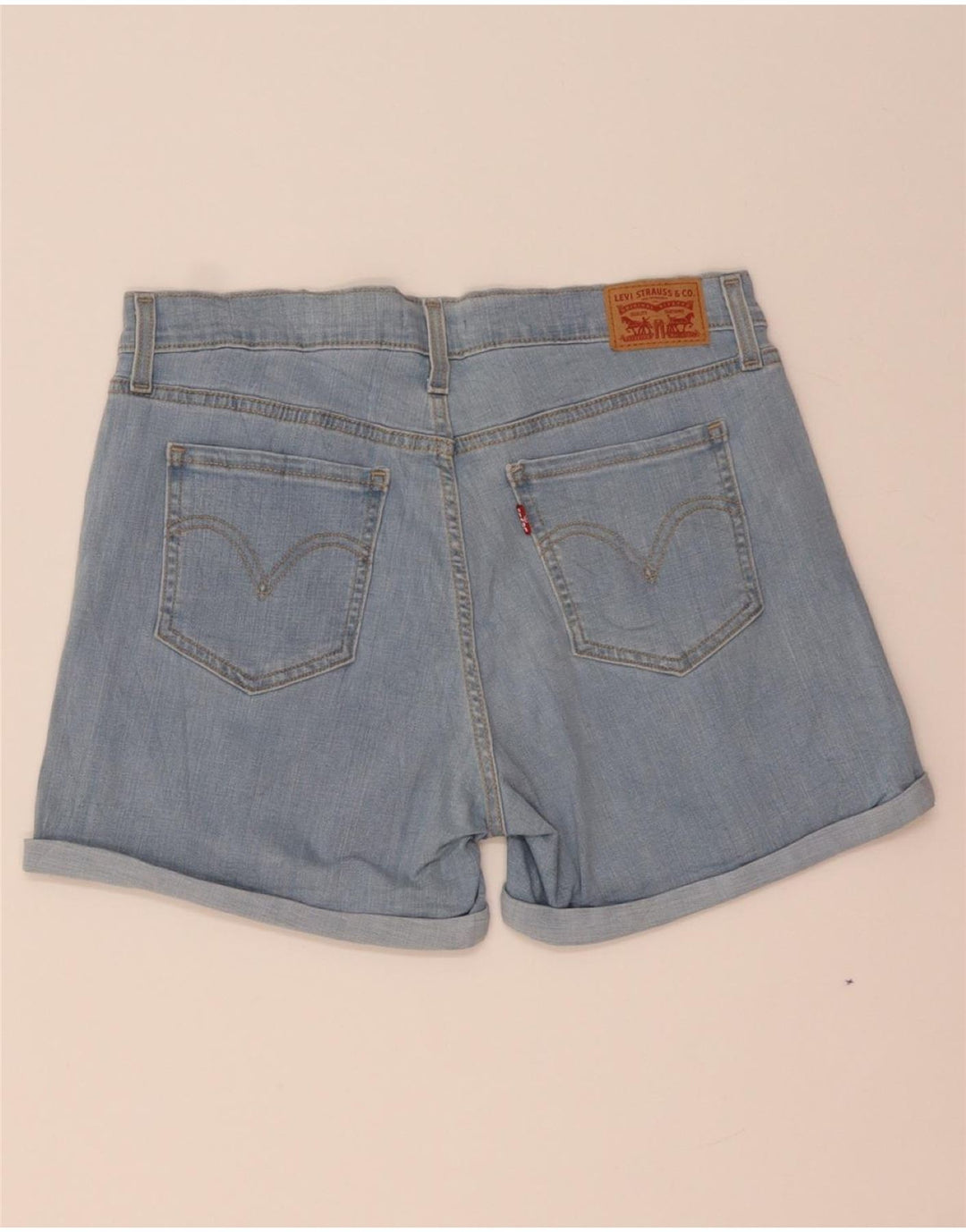 Shorts jeans feminino de cintura média LEVI'S W31 algodão azul médio