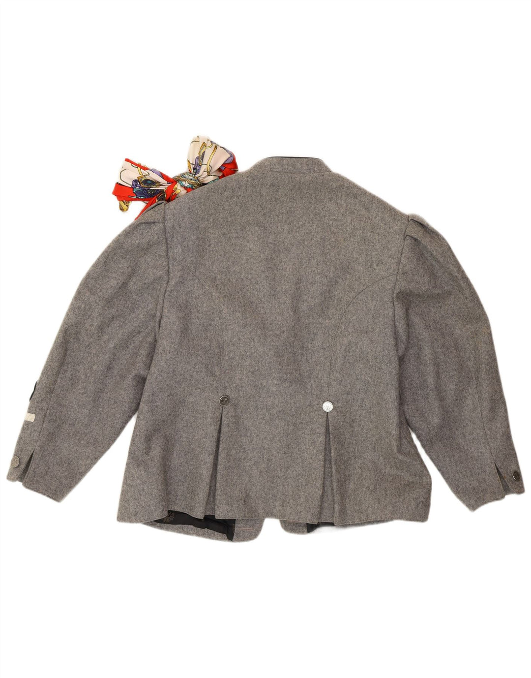 Jaqueta blazer feminina vintage Trachten manga 3/4 Reino Unido 14 cinza médio