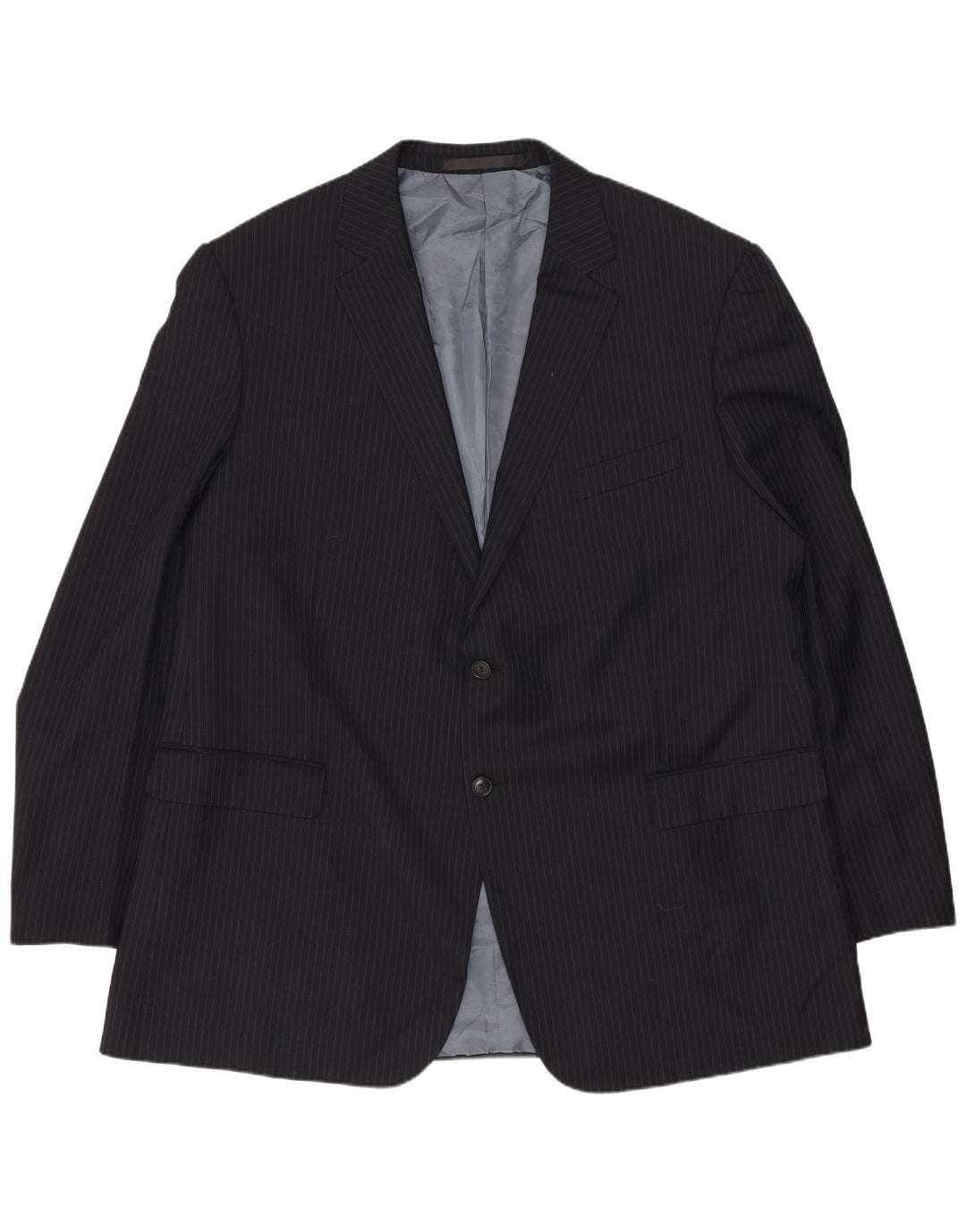 Jaqueta Blazer Longline Masculina Marks & Spencer Reino Unido 48 2XL Riscas Azul Marinho