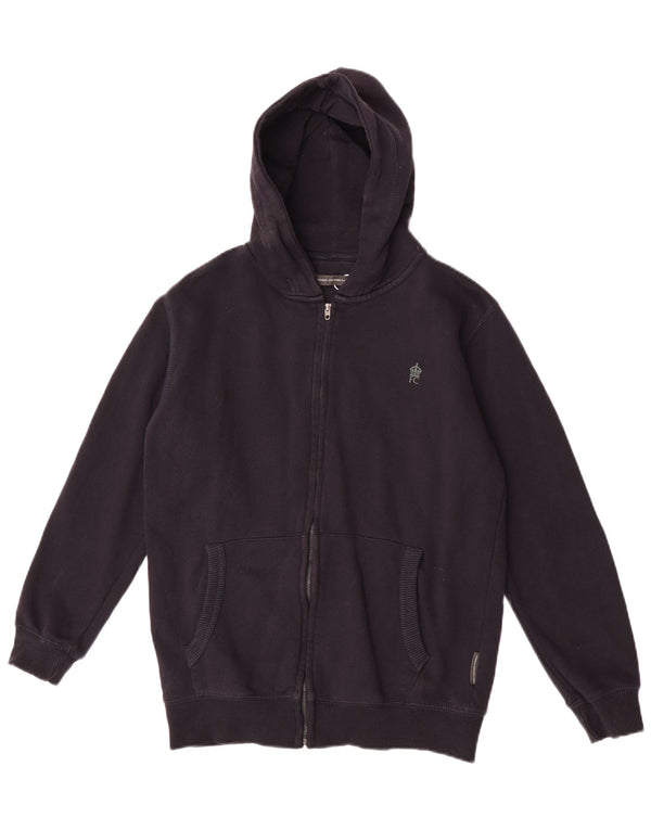 Suéter French Connection Boys com capuz e zíper 13-14 anos algodão preto
