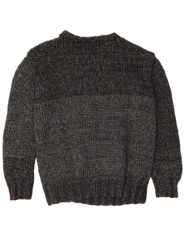 Suéter feminino vintage com gola redonda UK 16 grande cinza