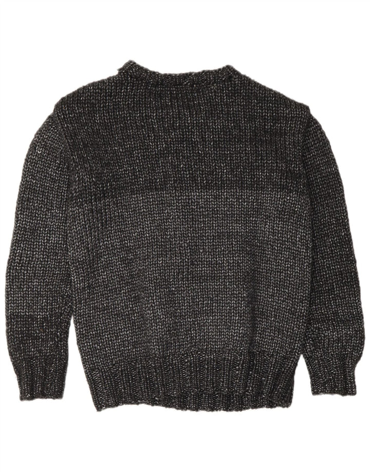 Suéter feminino vintage com gola redonda UK 16 grande cinza