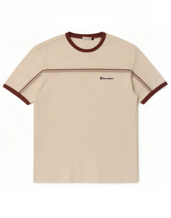 Camiseta masculina Champion XL algodão listrado branco