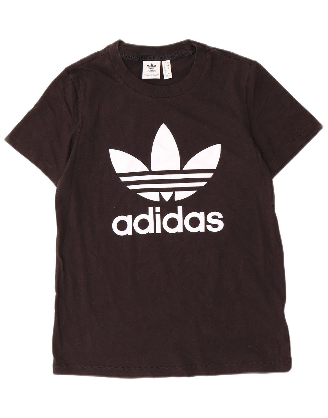 ADIDAS Womens Graphic T-Shirt Top UK 8 Pequeno Algodão Preto