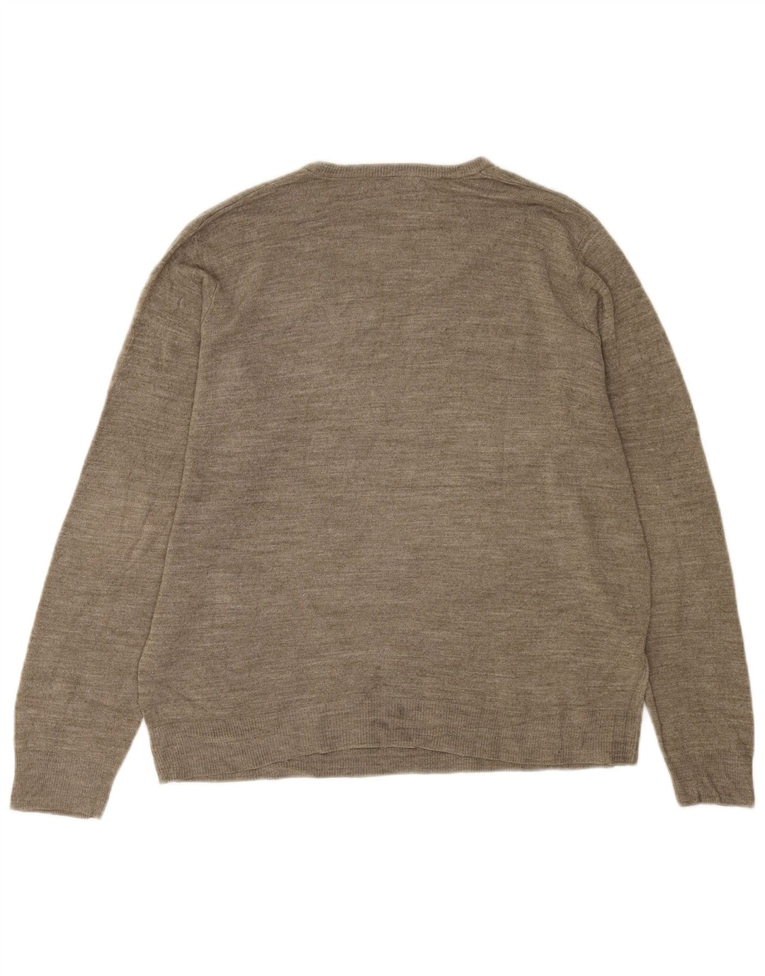 Suéter masculino Marks & Spencer com decote em V grande acrílico manchado cinza