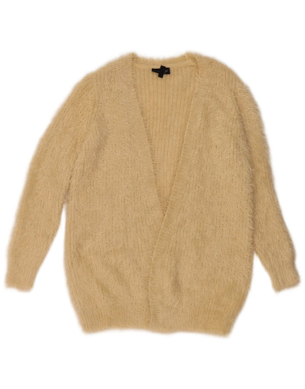 Suéter cardigã aberto feminino Topshop Reino Unido 8 pequeno bege nylon