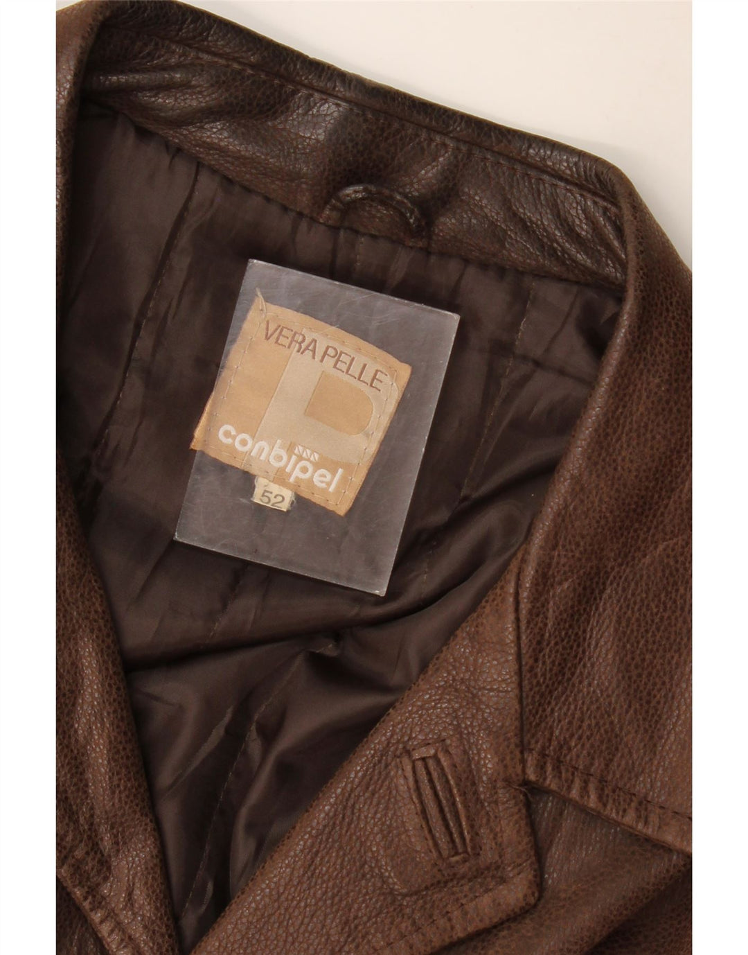 Jaqueta de couro masculina Conbipel IT 52 grande couro marrom